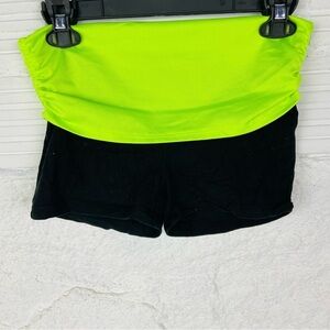 GRANE black & highlighter yellow cotton stretch yoga, workout running shorts M
